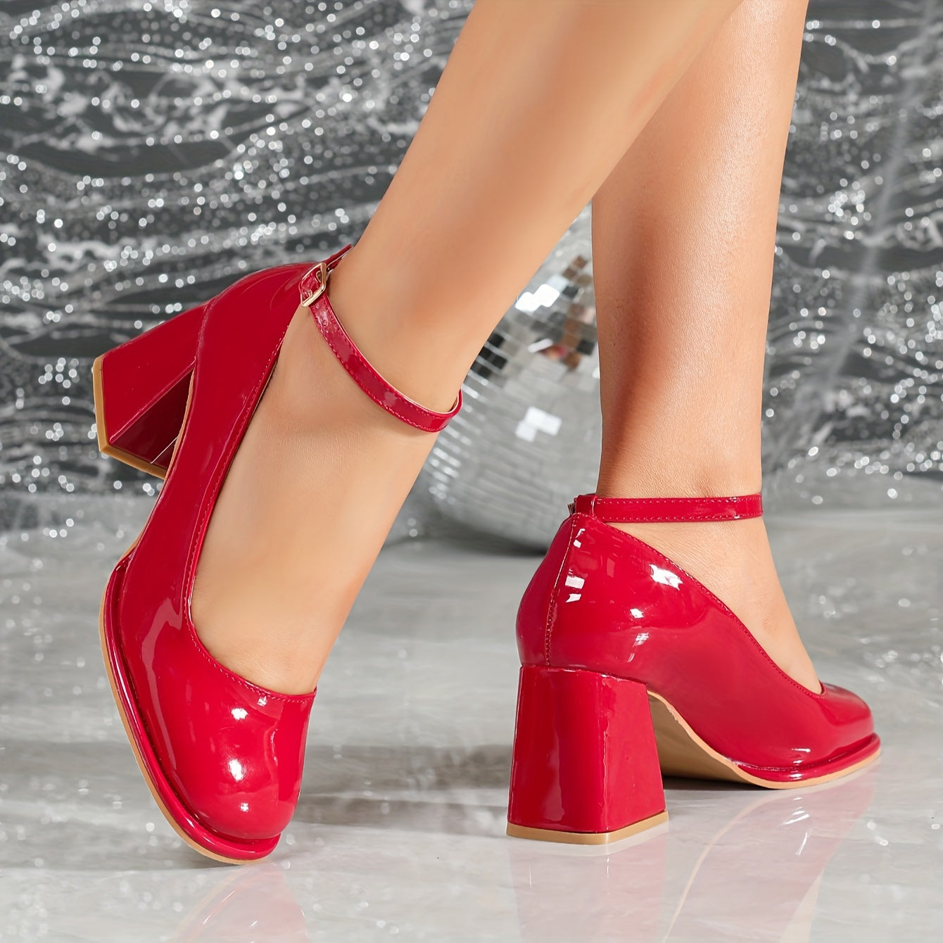 Sofia | Patent Strap Heels