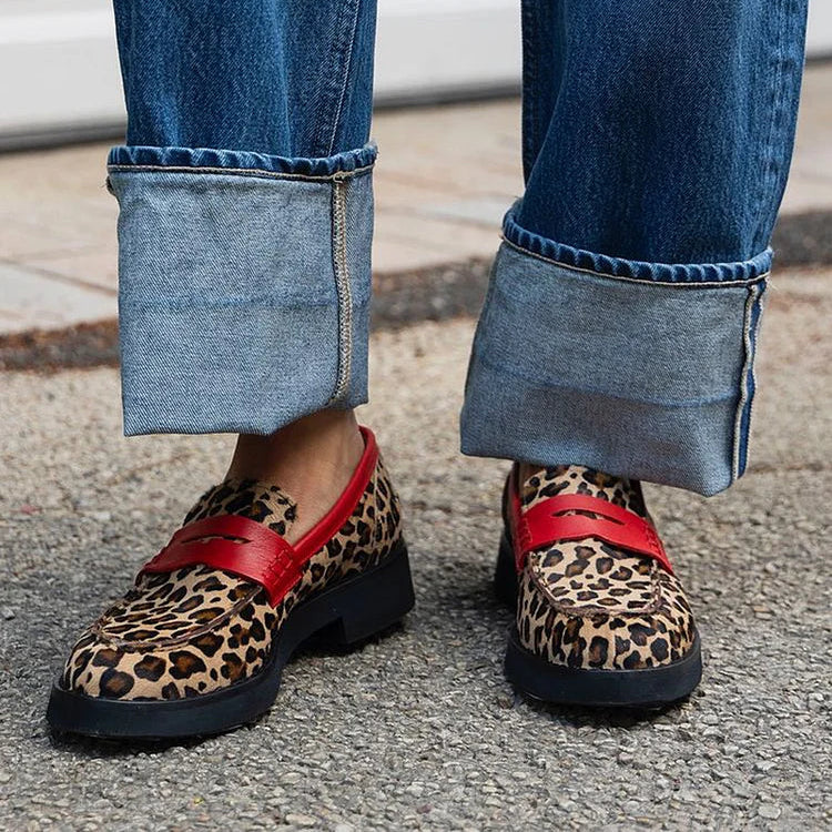 Vanessa | Leopard Print Loafer With Red Detail