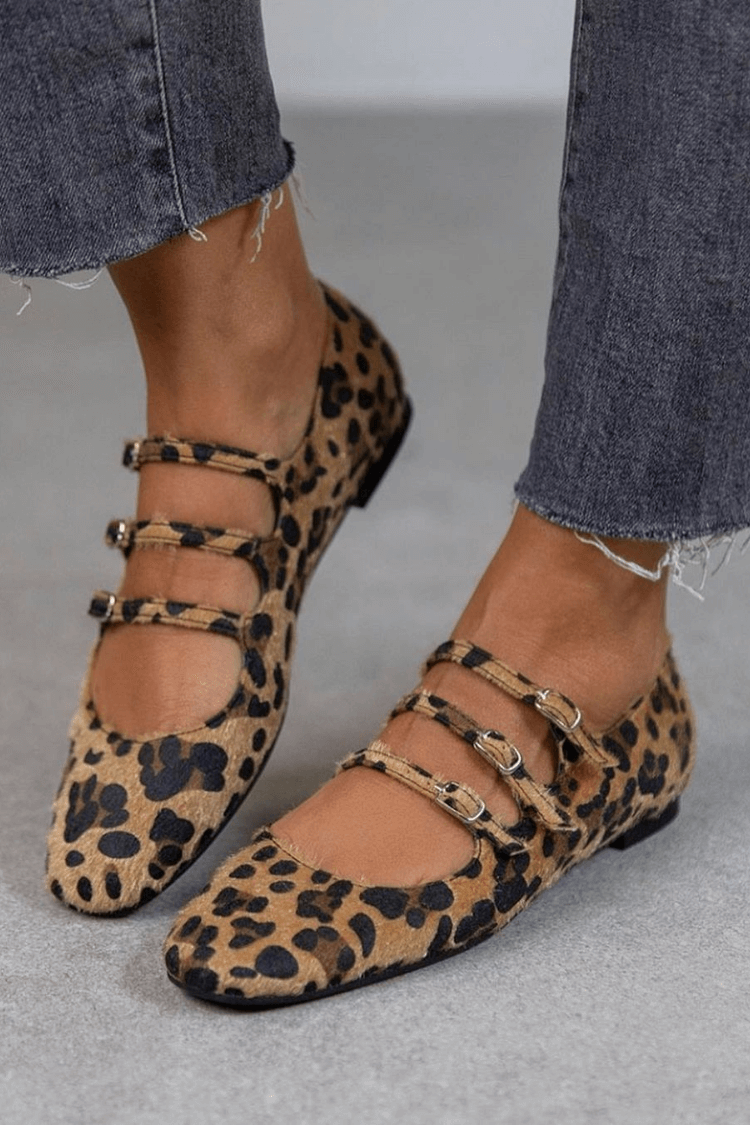 Chelsea | Leopard Buckle Flats