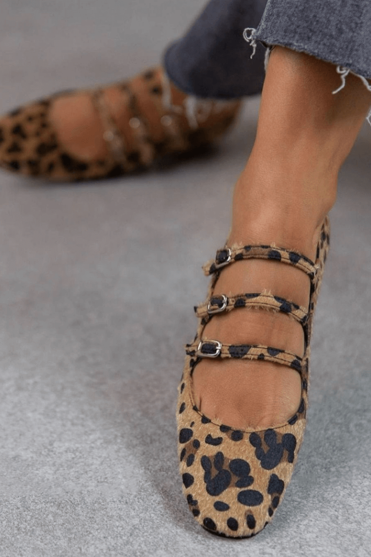 Chelsea | Leopard Buckle Flats