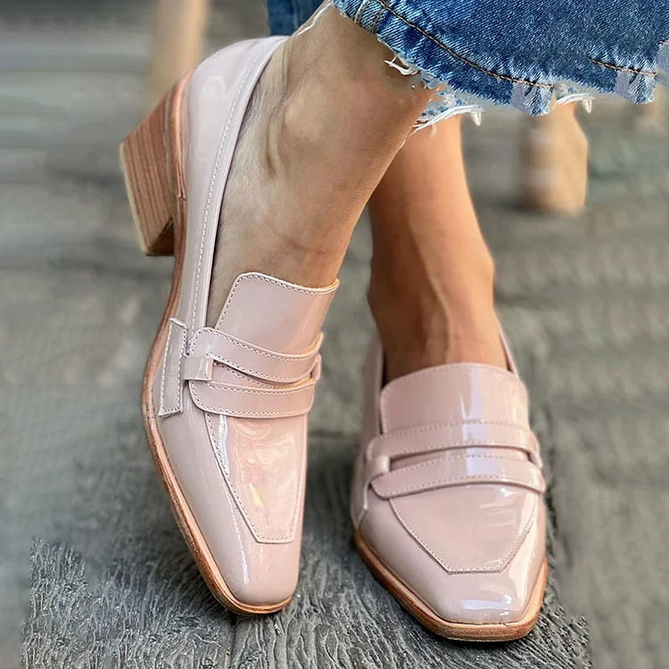 Brooke | Mocassins With Wide Heel Shiny