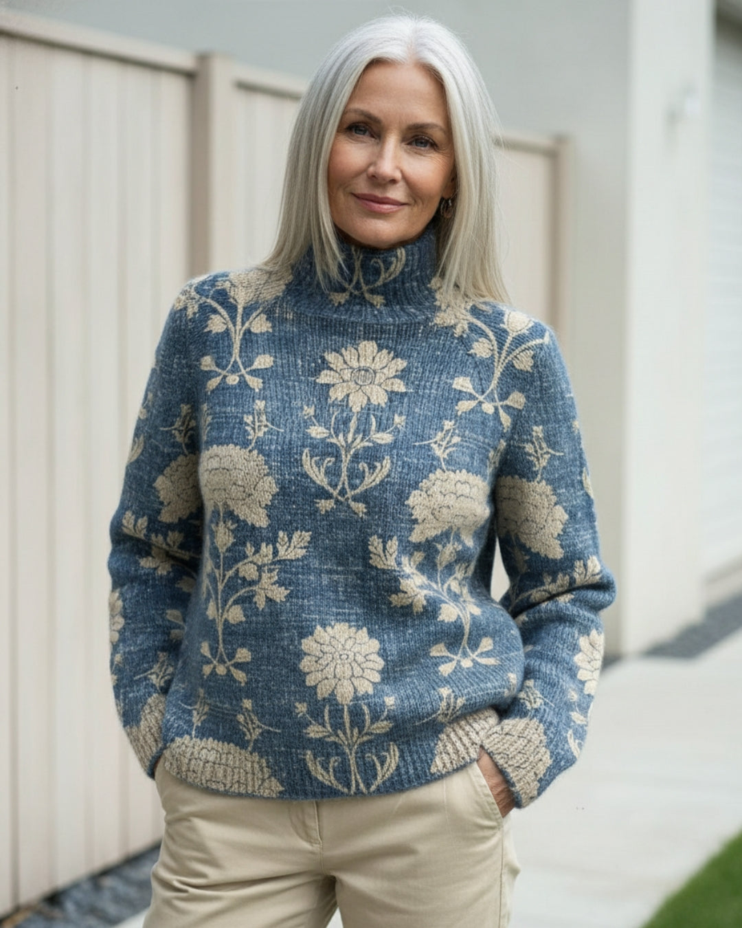 Keira | Elegant Floral Turtleneck Sweater