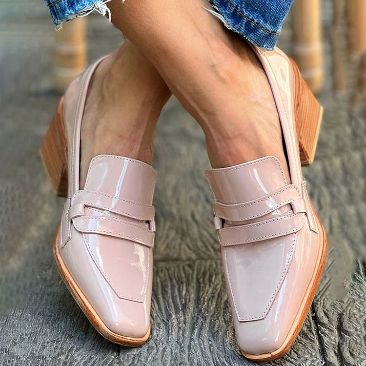 Brooke | Mocassins With Wide Heel Shiny