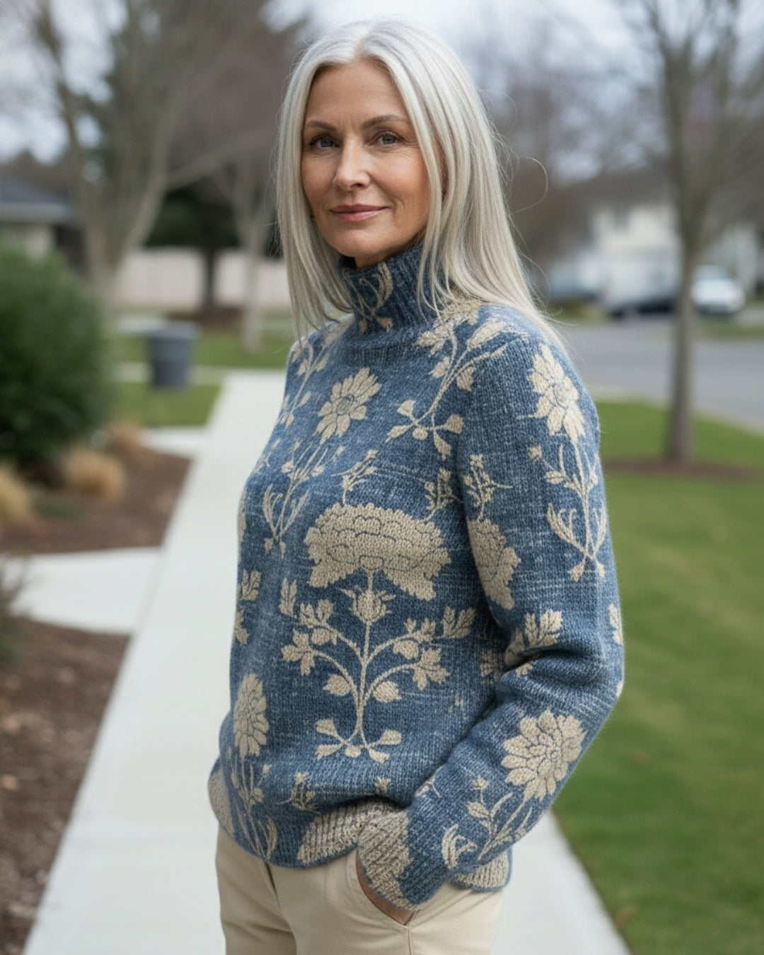 Keira | Elegant Floral Turtleneck Sweater