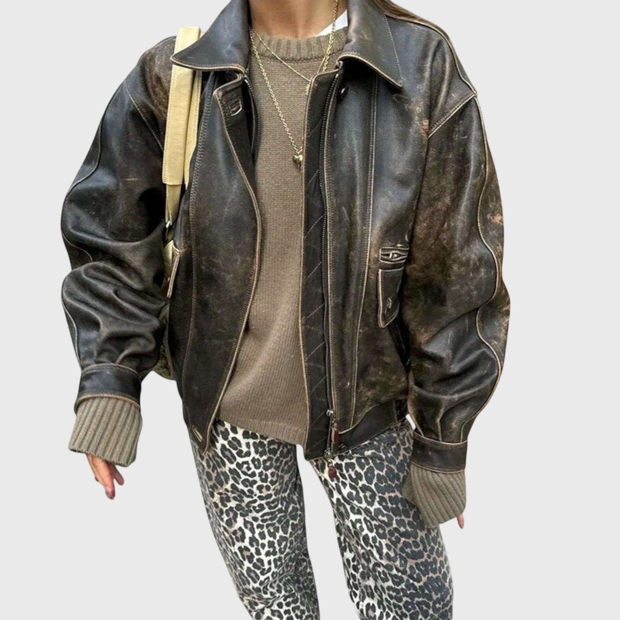 Adeline | Vintage Jeans with Leopard Print