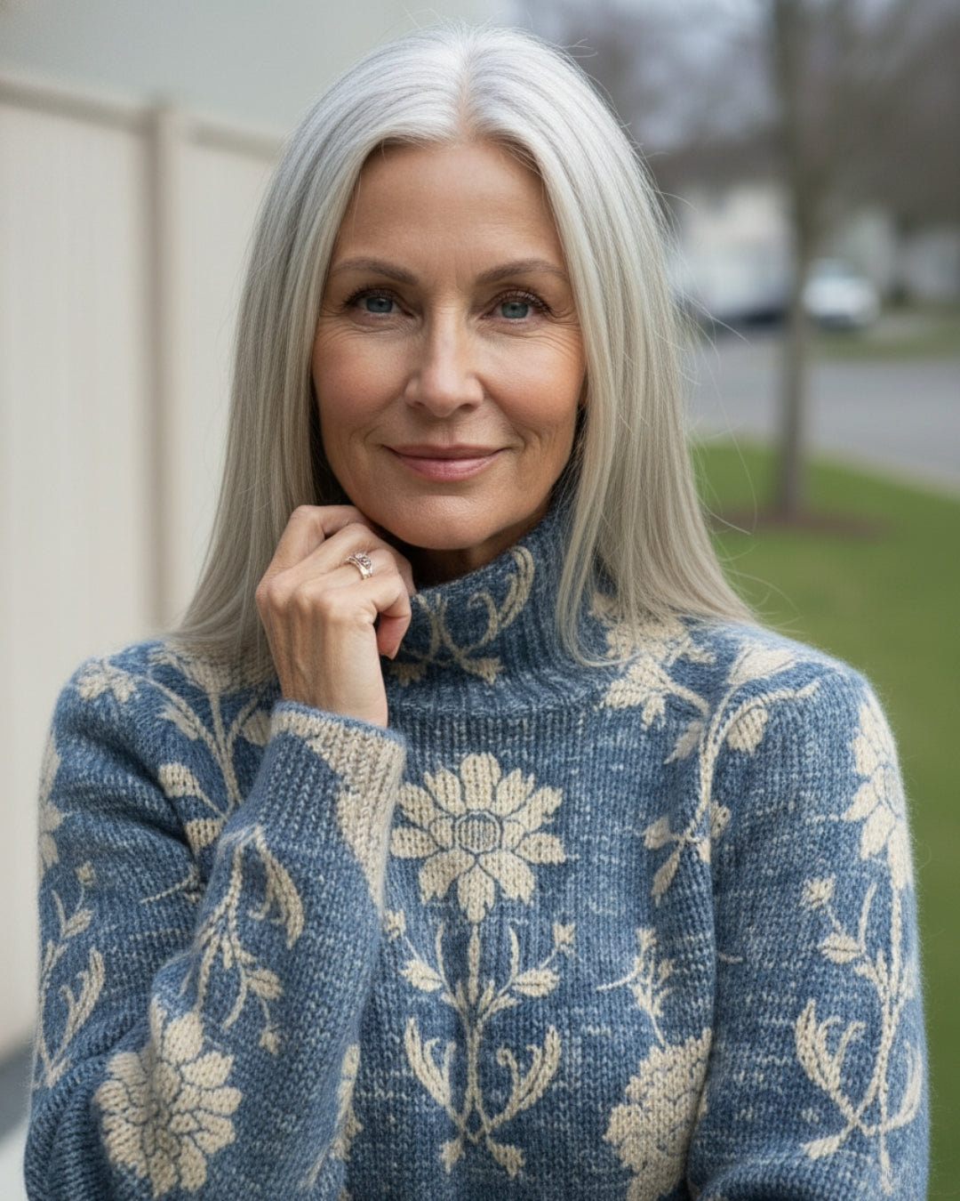 Keira | Elegant Floral Turtleneck Sweater