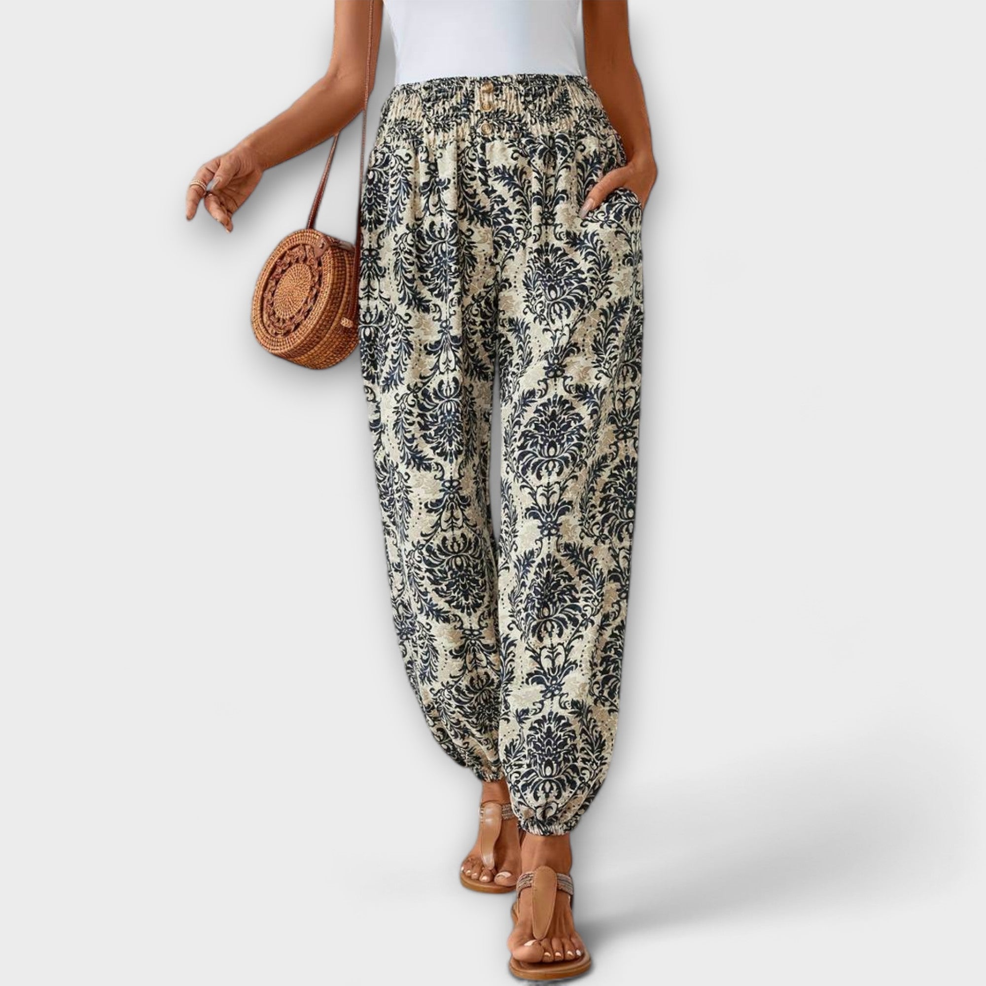Audrey | Pants with Ethnic Graphic