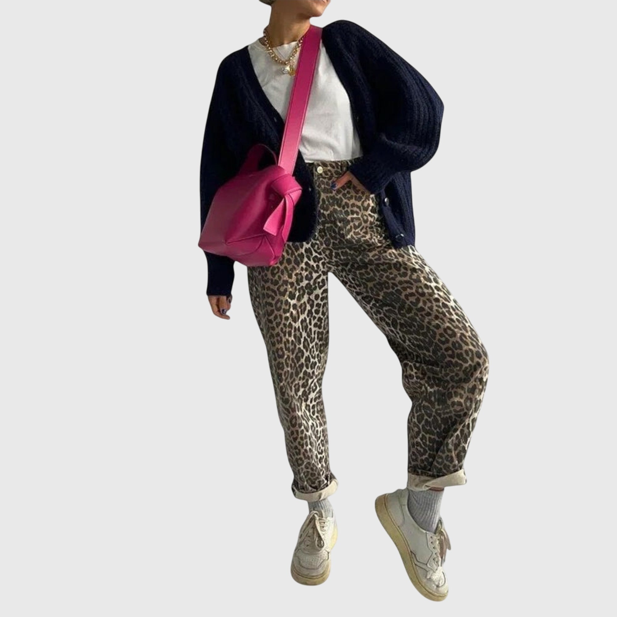 Adeline | Vintage Jeans with Leopard Print