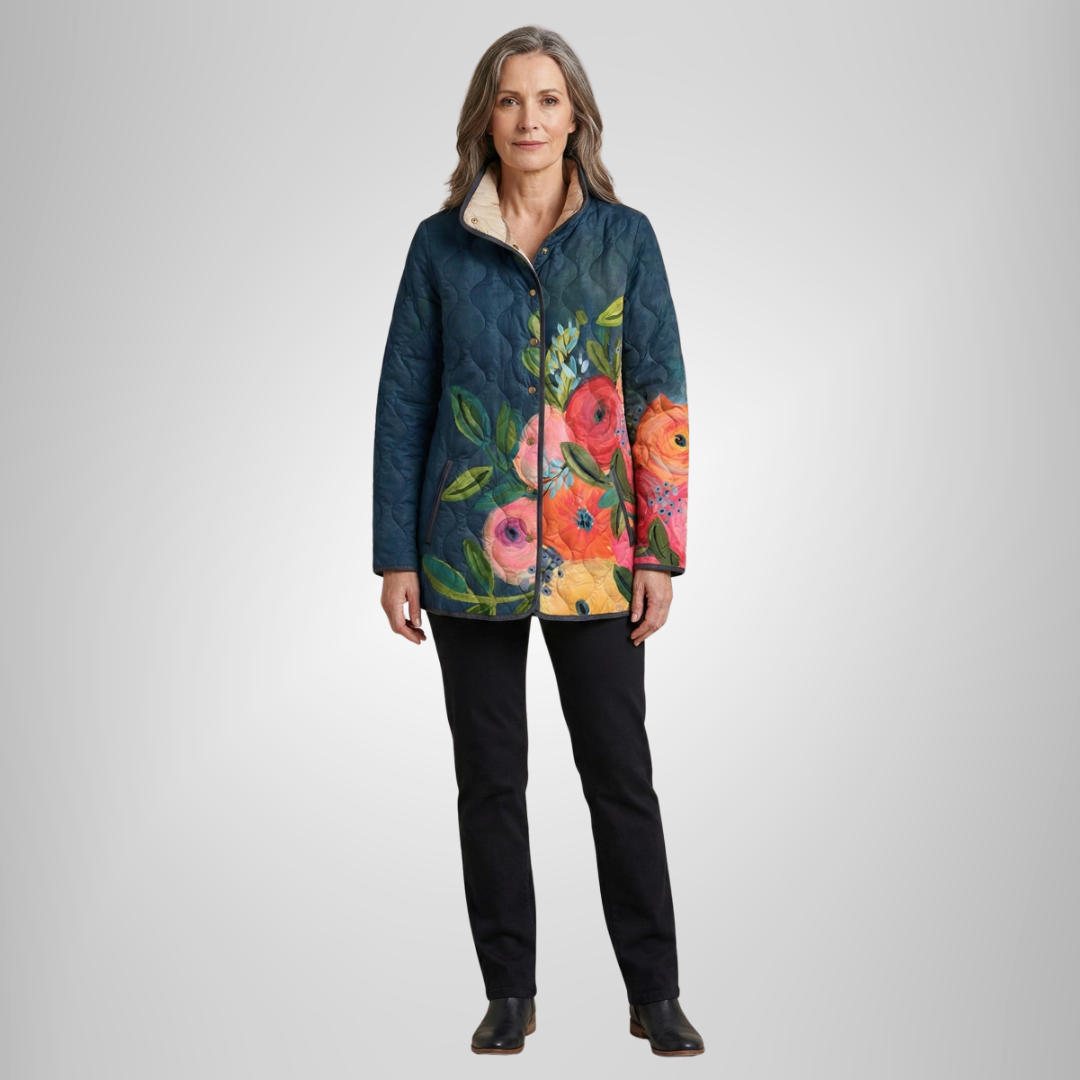 Victoria | Vintage Floral Print Quilted Jacket