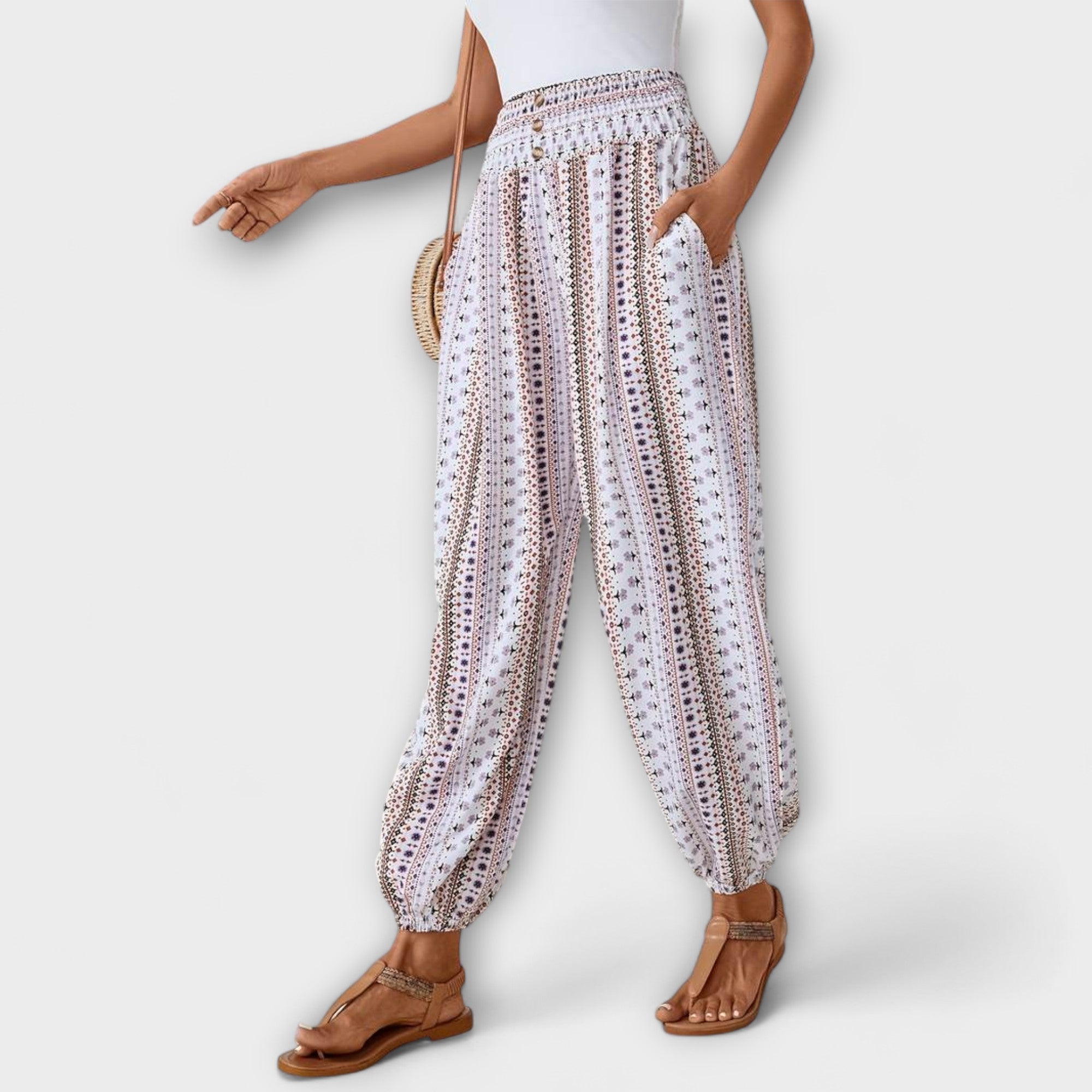 Audrey | Pants with Ethnic Graphic