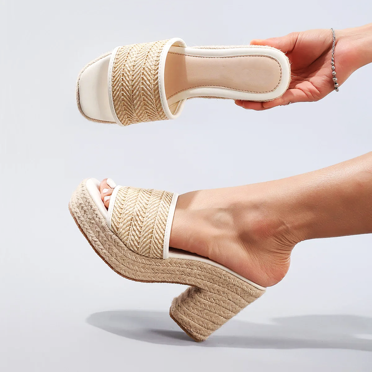 Emma | Natural Woven Heels