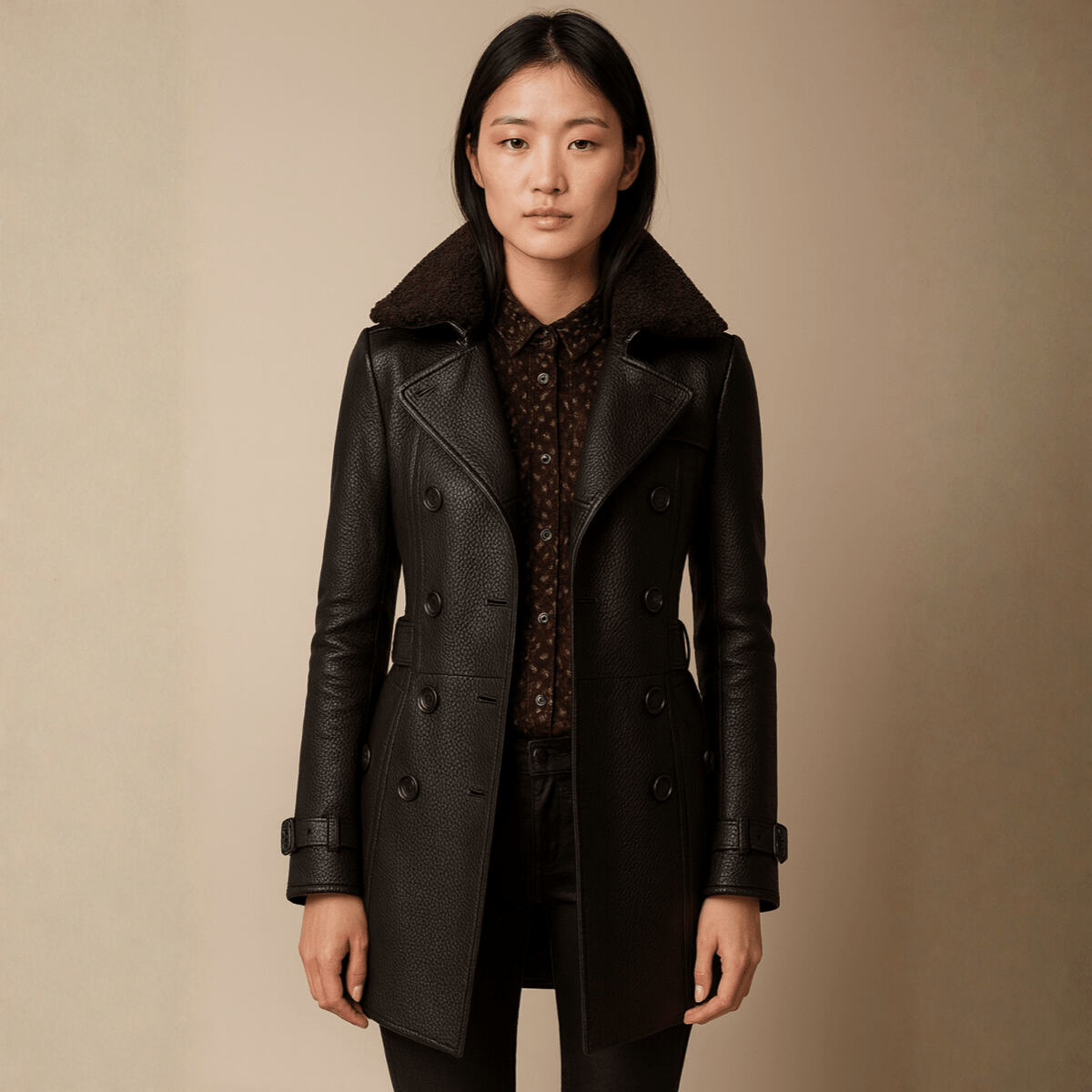 Natalie | Elegant Leather Coat