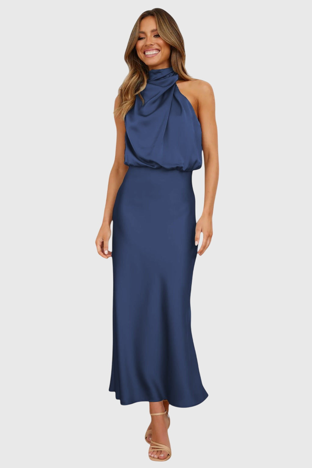 Candace | Glamorous Satin Halter Dress