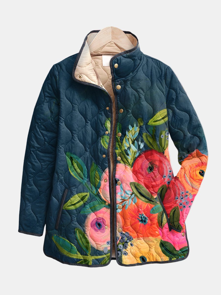 Victoria | Vintage Floral Print Quilted Jacket