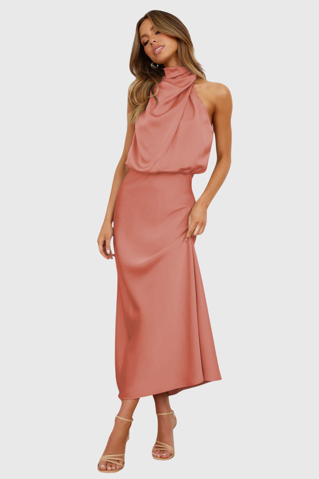Candace | Glamorous Satin Halter Dress