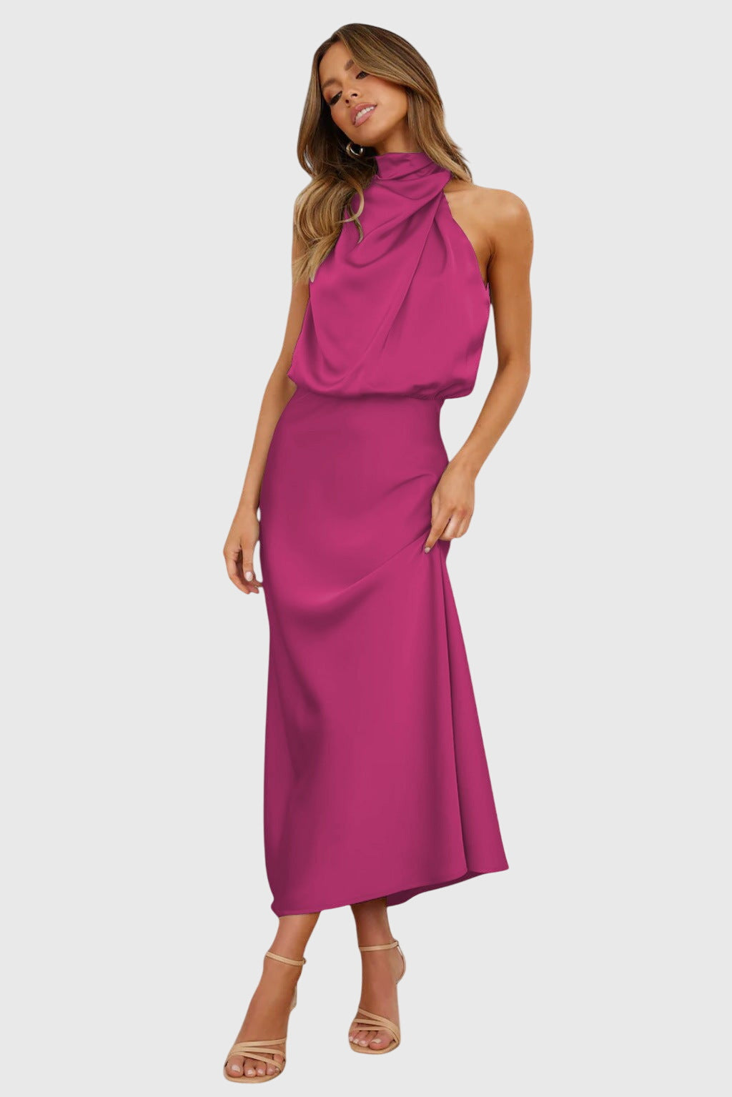 Candace | Glamorous Satin Halter Dress