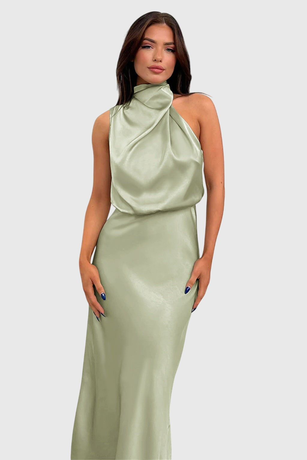 Candace | Glamorous Satin Halter Dress