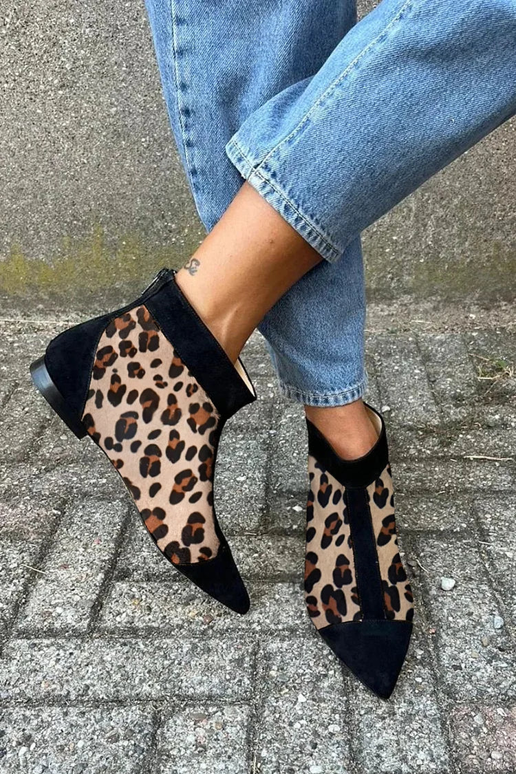 Jennifer | Leopard Print Ankle Boot With Pointed Toe