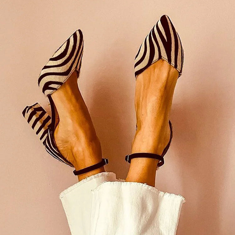 Sabrina | Zebra-Print Pointed Toe Pumps With Ankle Strap
