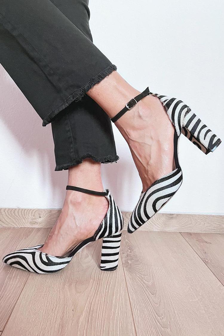 Allison | Zebra Print Pumps With Ankle Strap