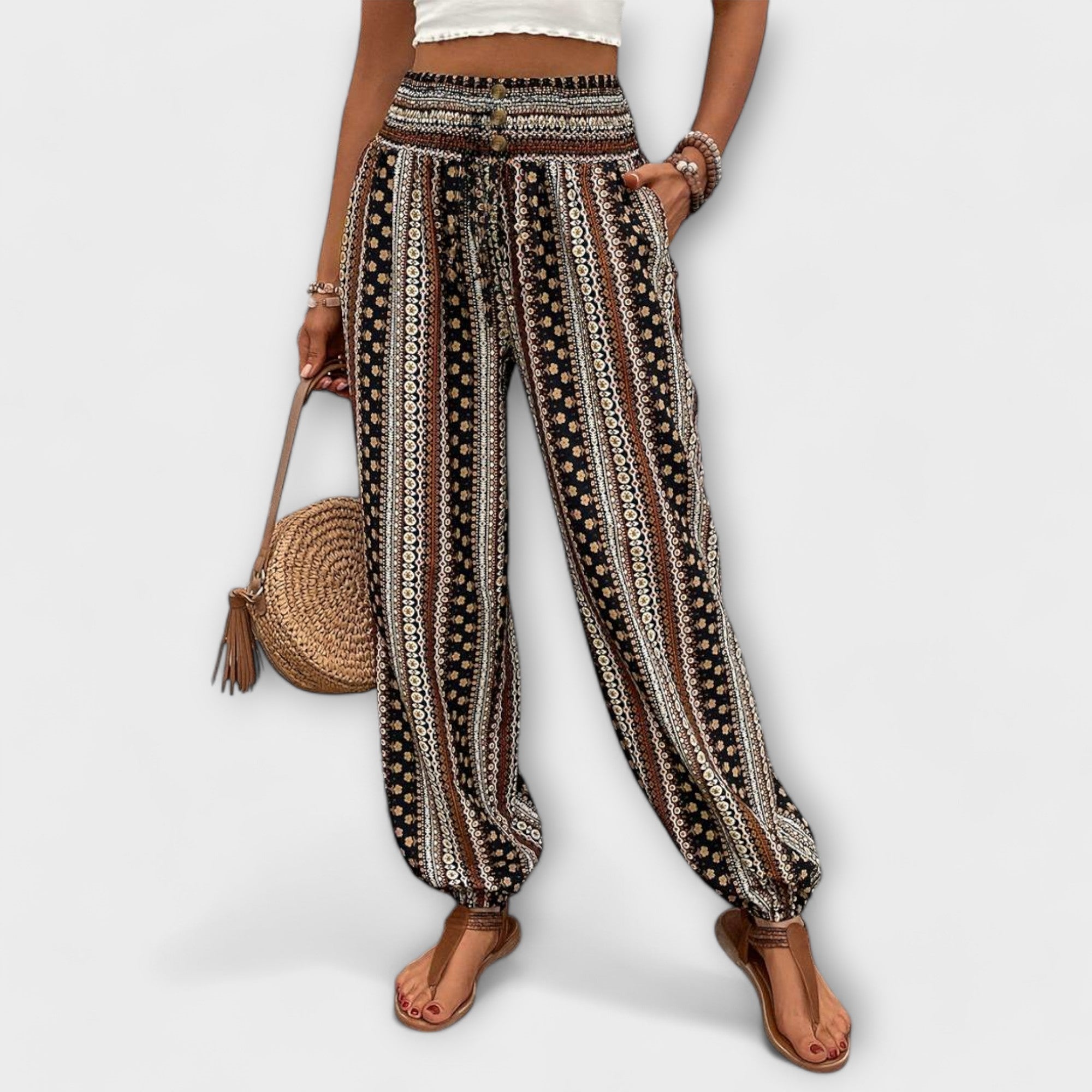 Audrey | Pants with Ethnic Graphic