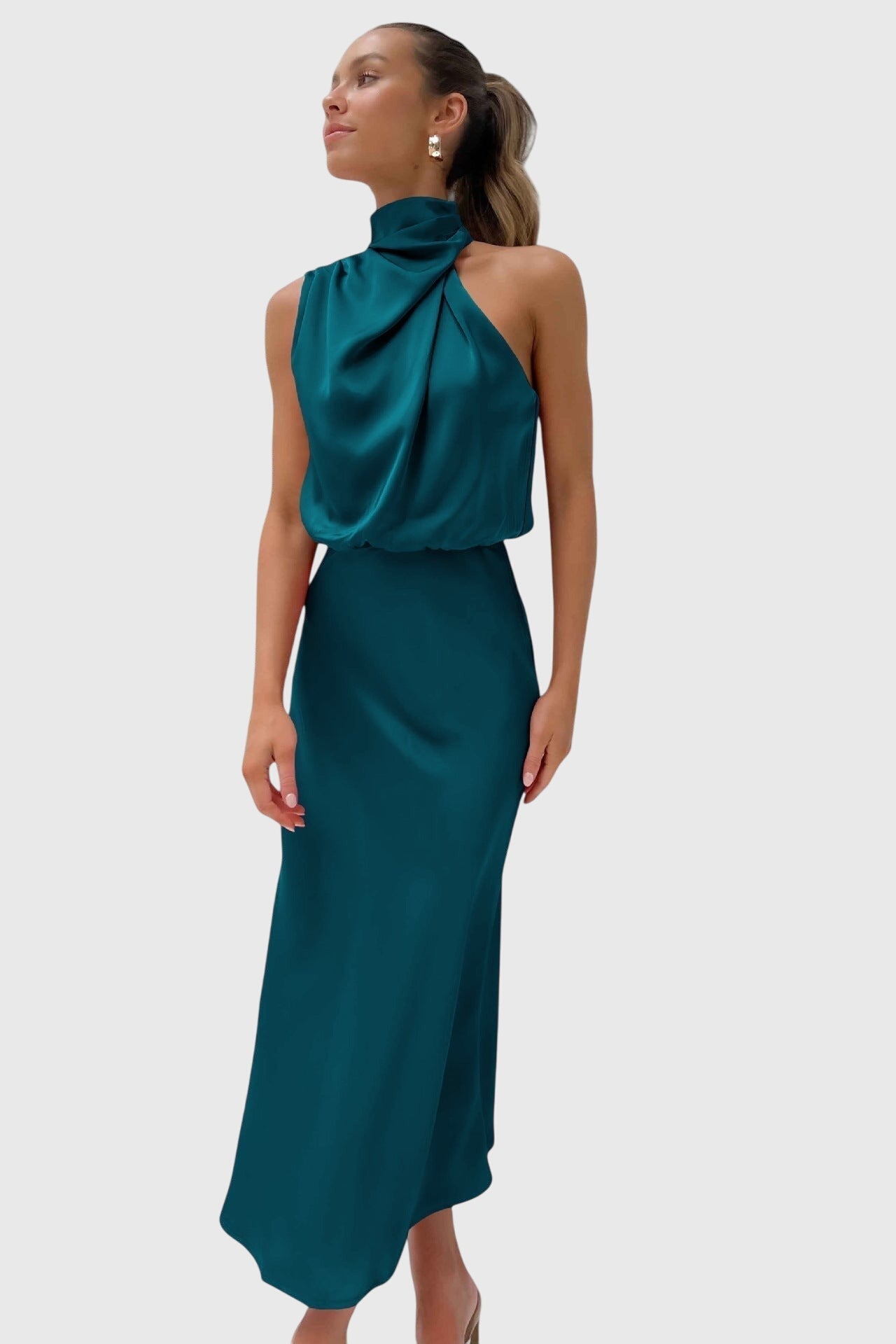 Candace | Glamorous Satin Halter Dress