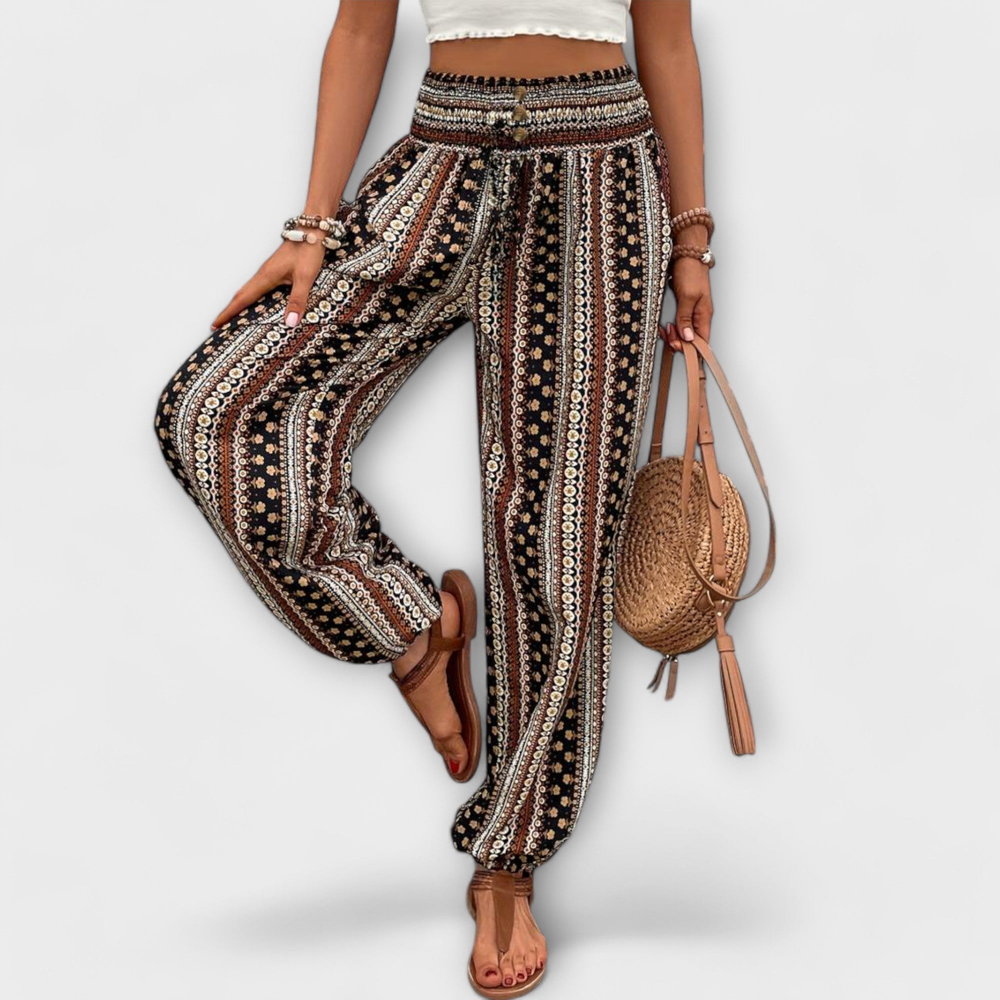 Audrey | Pants with Ethnic Graphic