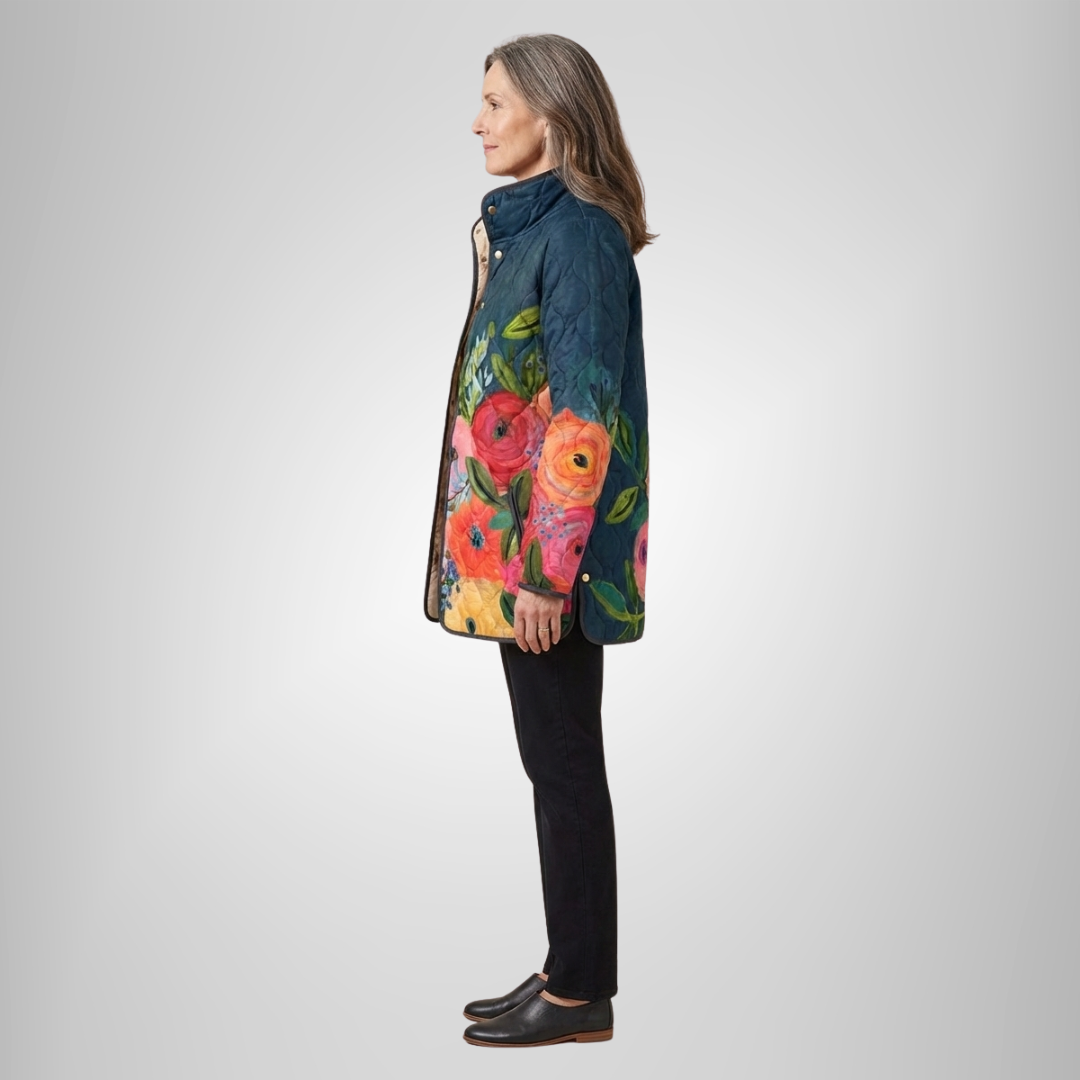 Victoria | Vintage Floral Print Quilted Jacket