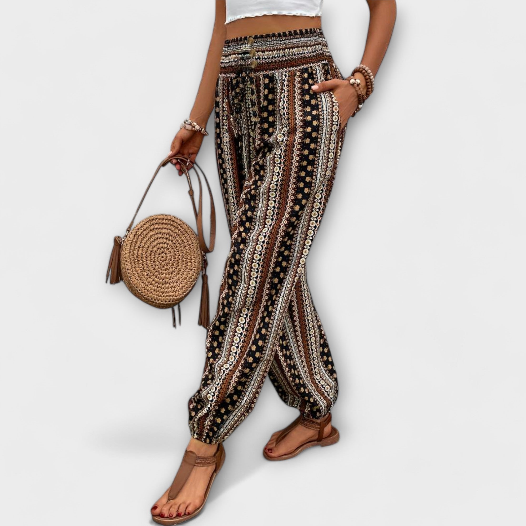 Audrey | Pants with Ethnic Graphic