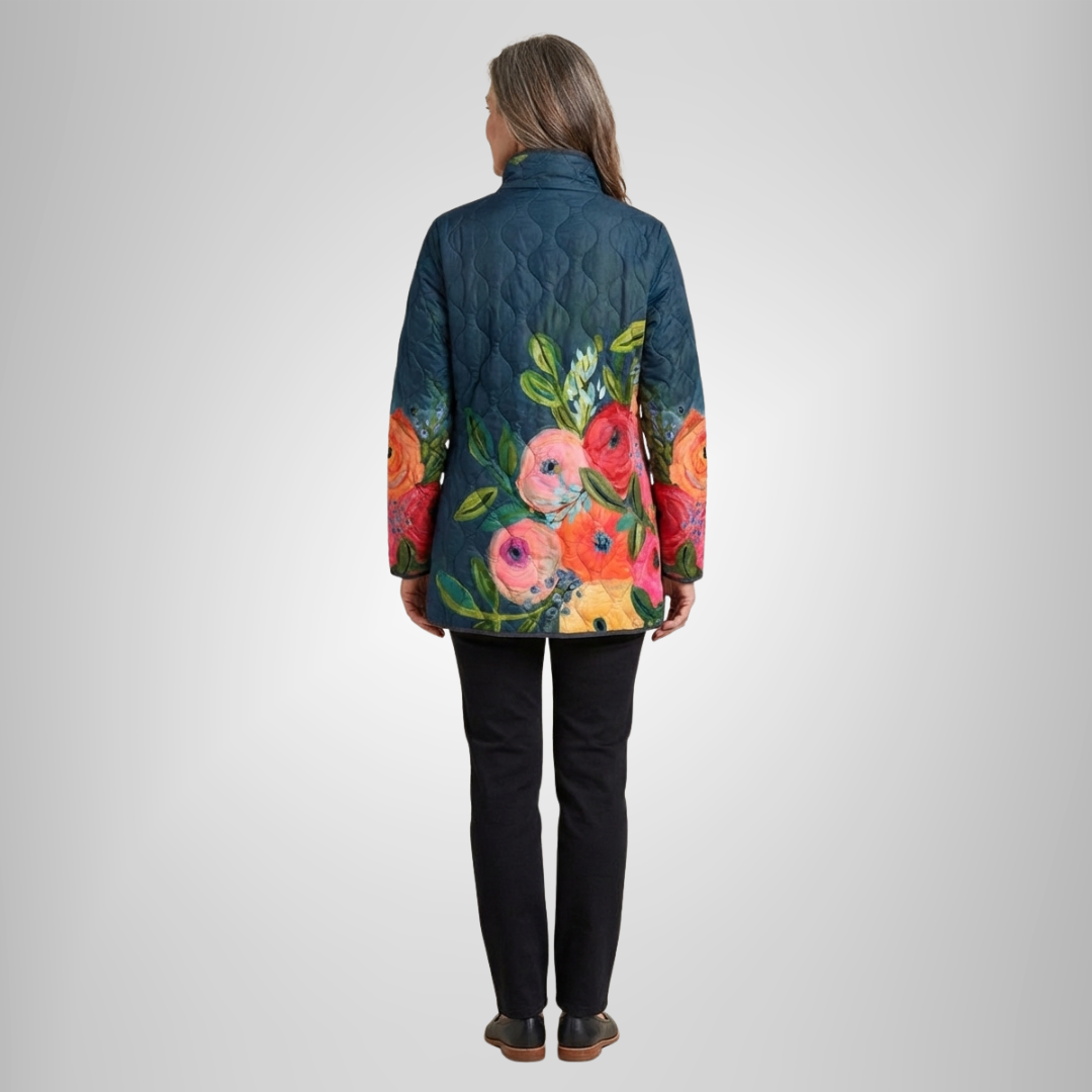 Victoria | Vintage Floral Print Quilted Jacket