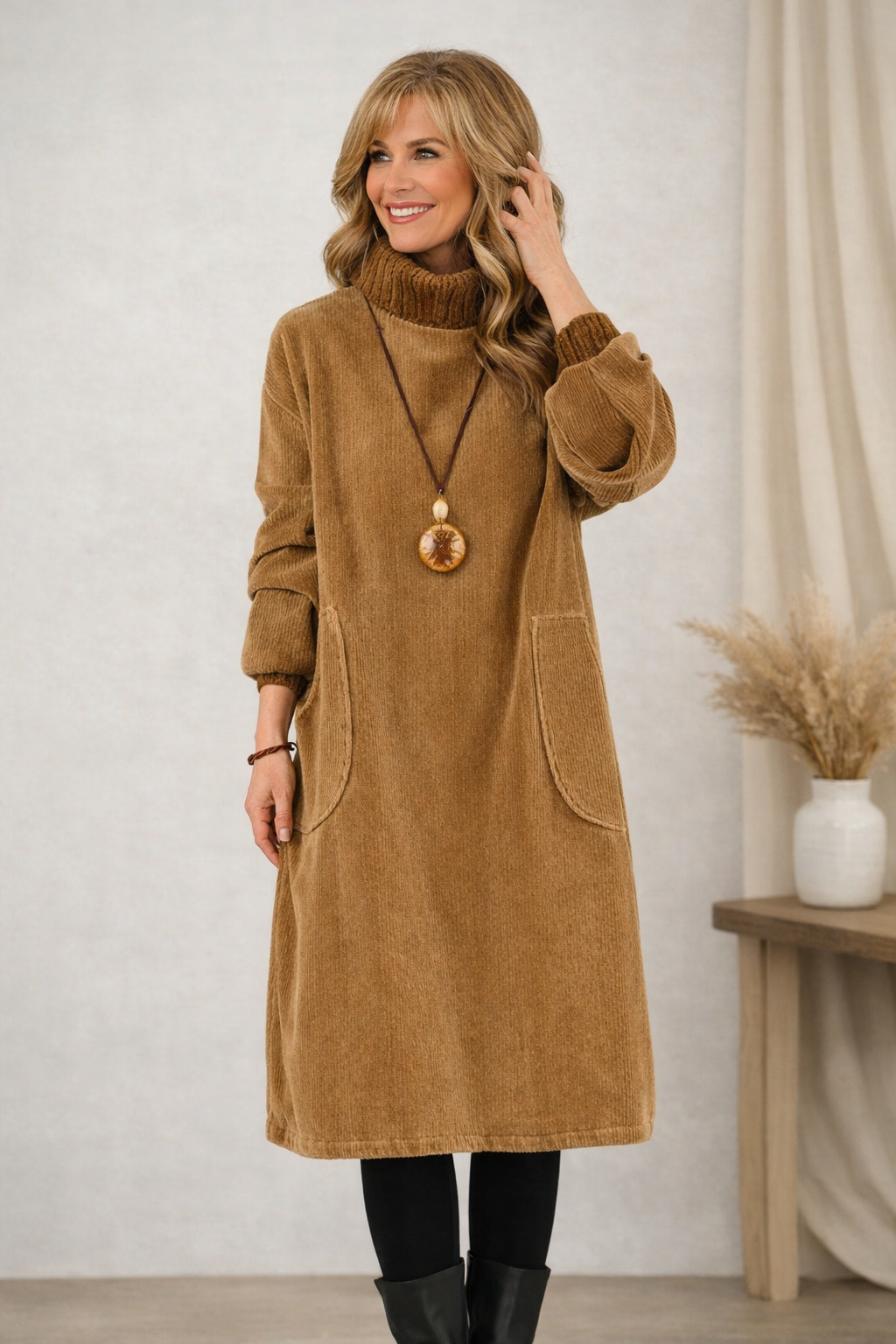 Alisha | Turtleneck Midi Dress