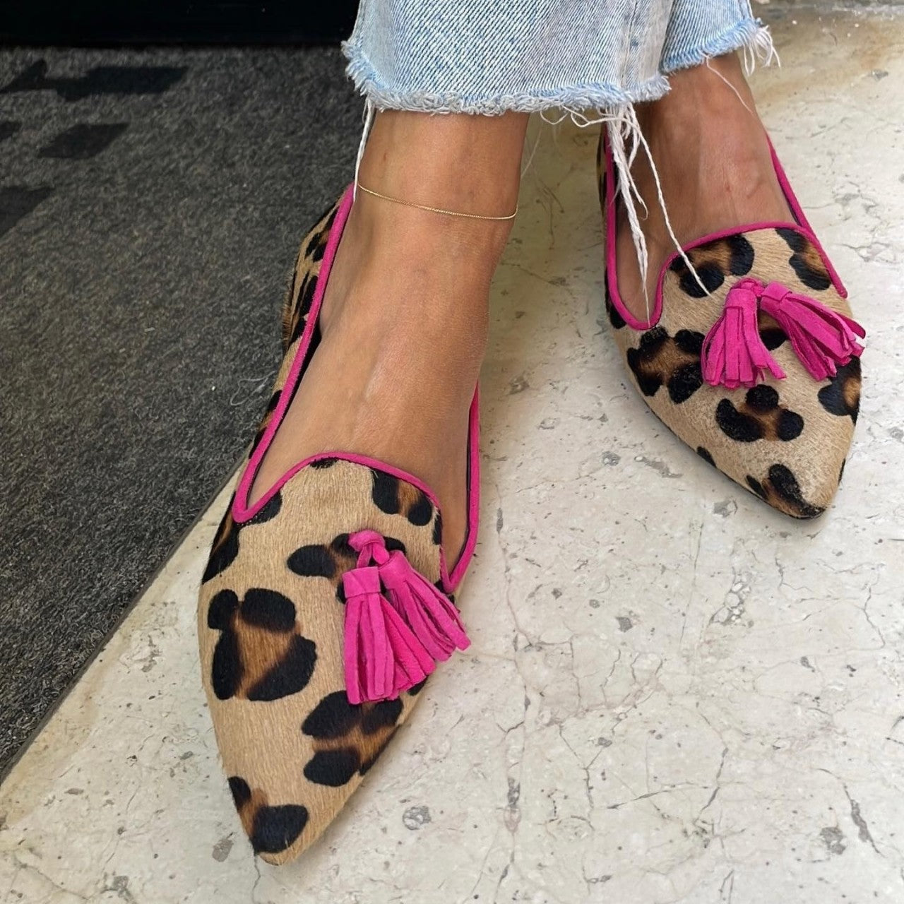 Jill | Animal Print Ballet Flats With Chic Tassels