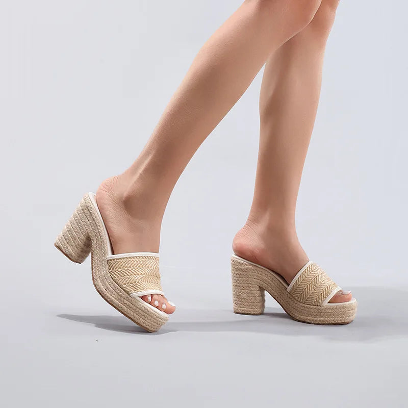 Emma | Natural Woven Heels