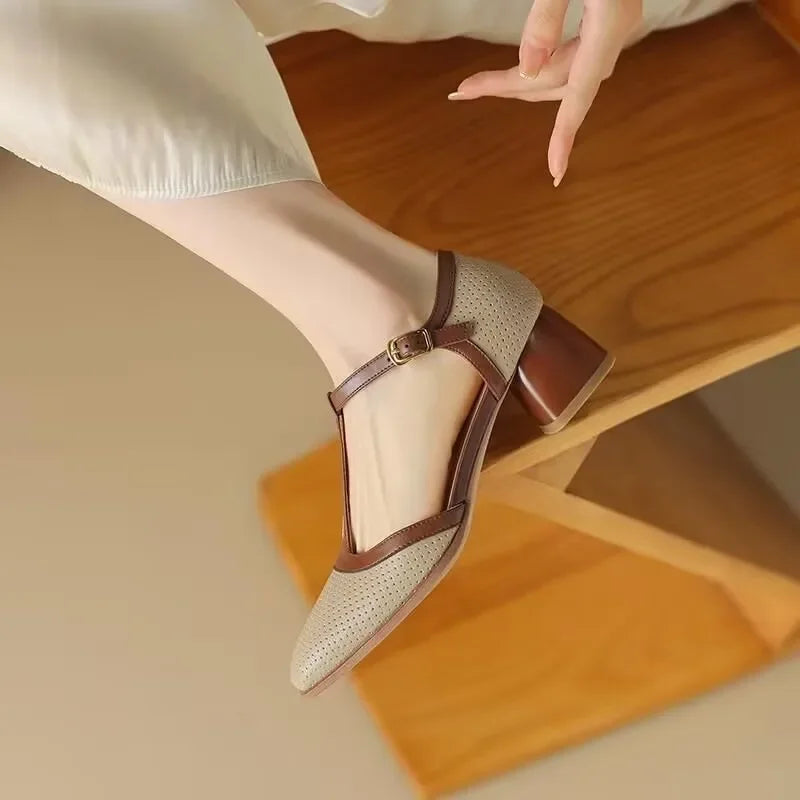 Pamela | Mid Heel Shoes Real Leather