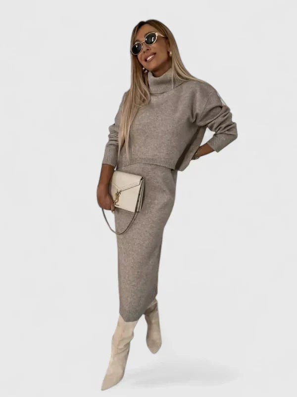 Maxine | Elegant Dress and Turtle Neck Sweater Set
