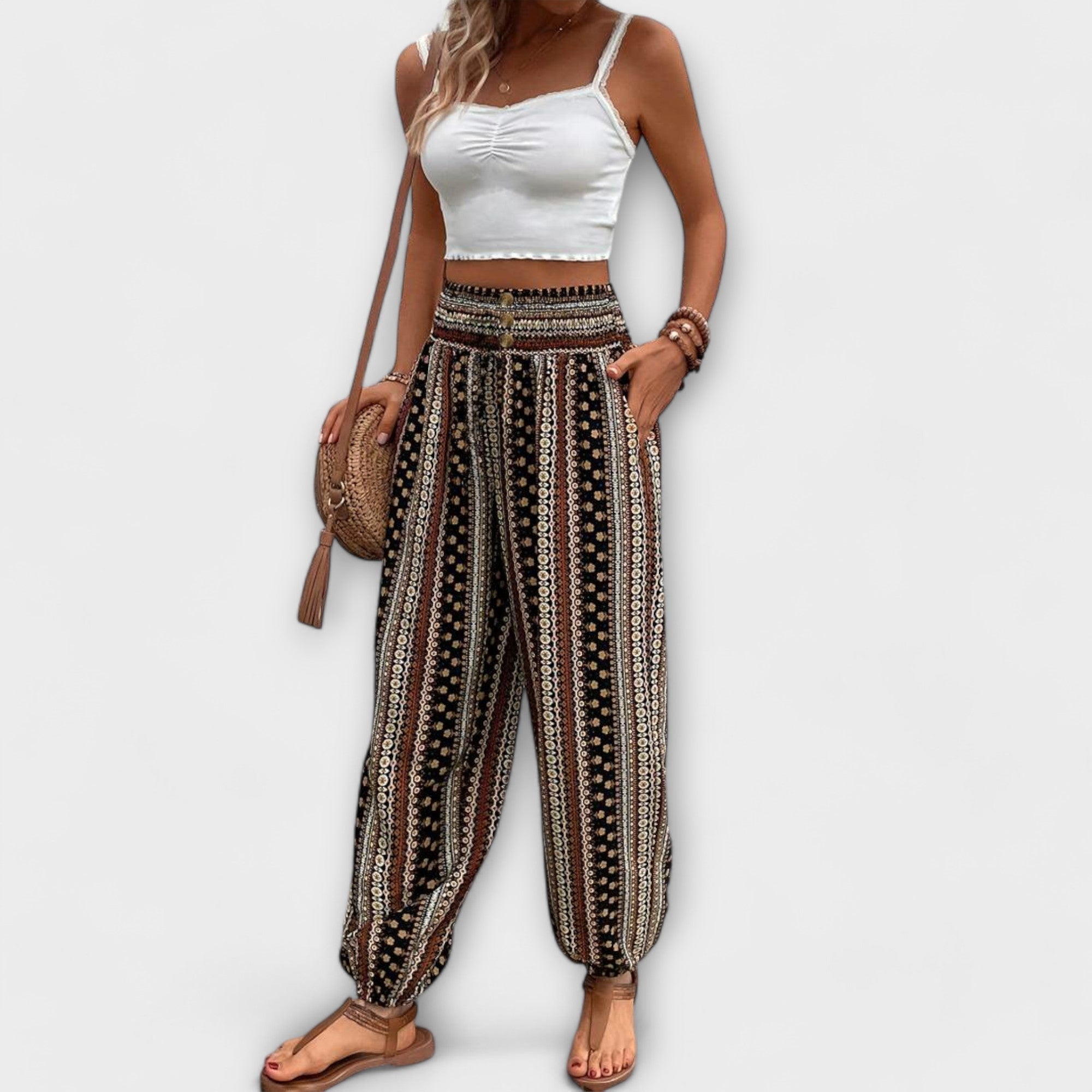 Audrey | Pants with Ethnic Graphic