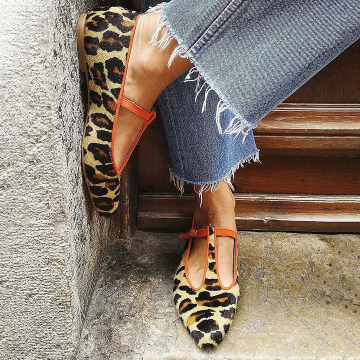 Dawn | Leopard T-strap Flats