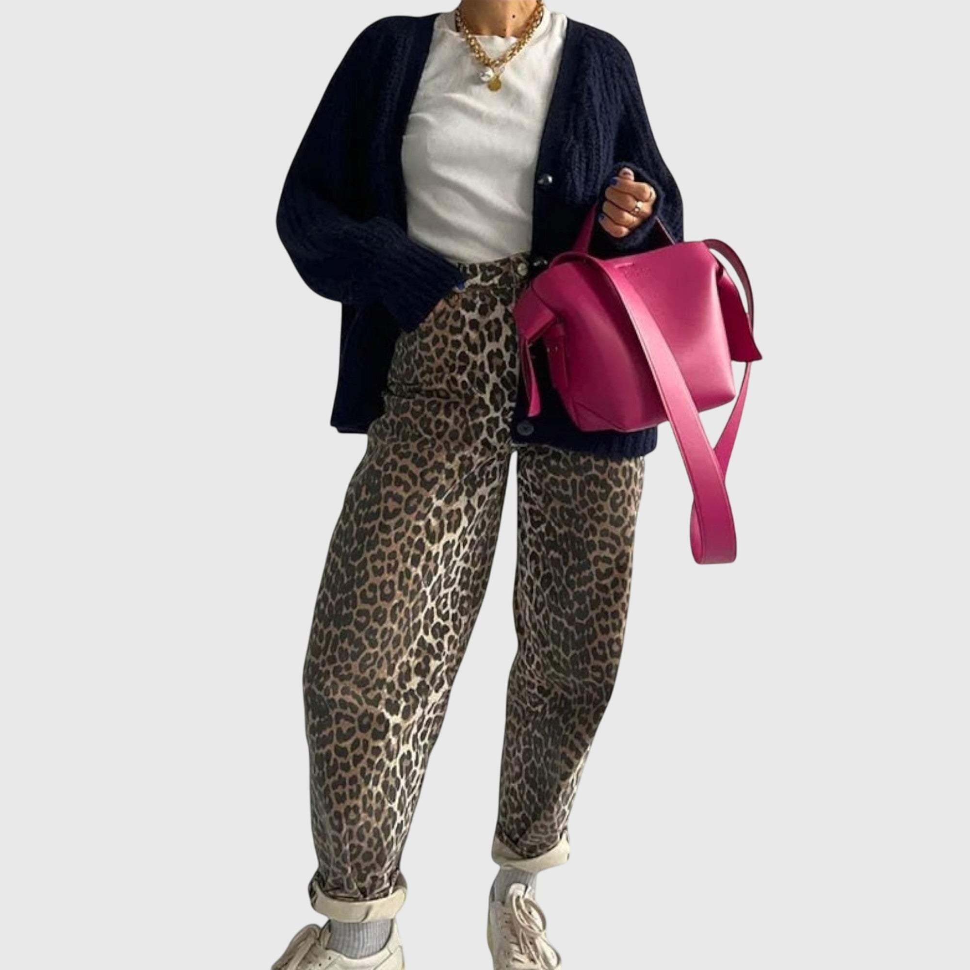 Adeline | Vintage Jeans with Leopard Print