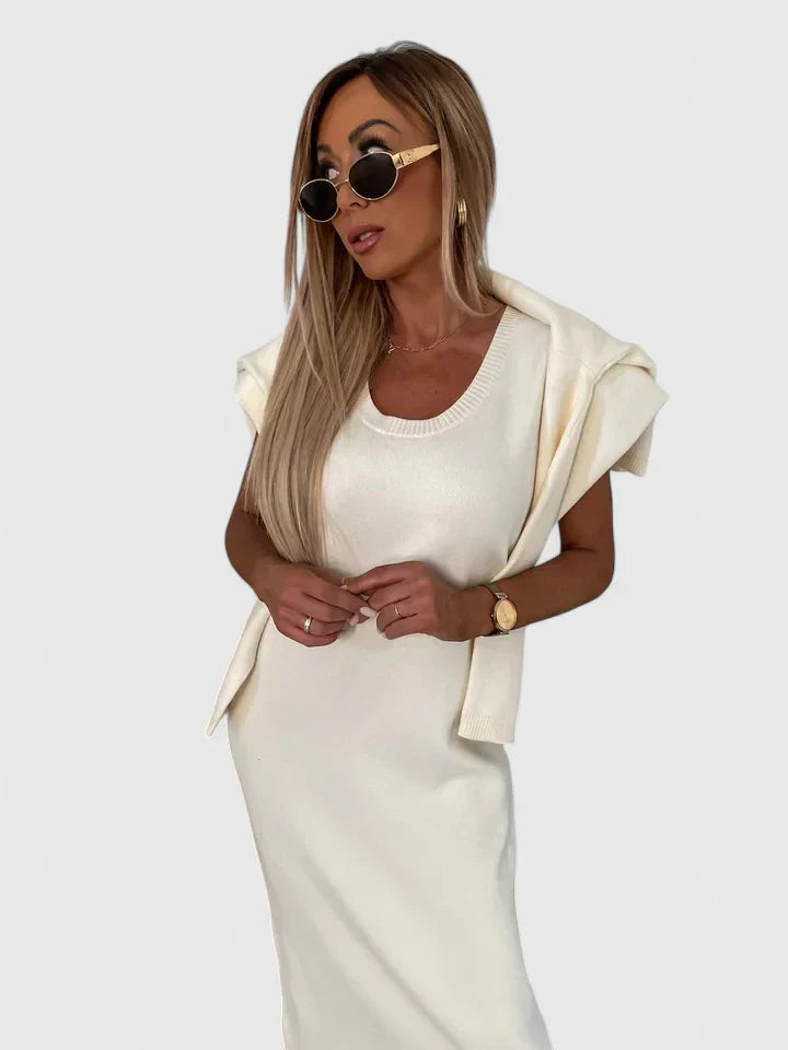 Maxine | Elegant Dress and Turtle Neck Sweater Set