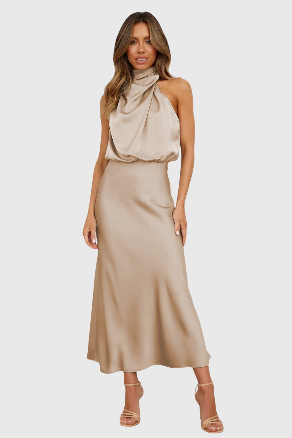 Candace | Glamorous Satin Halter Dress