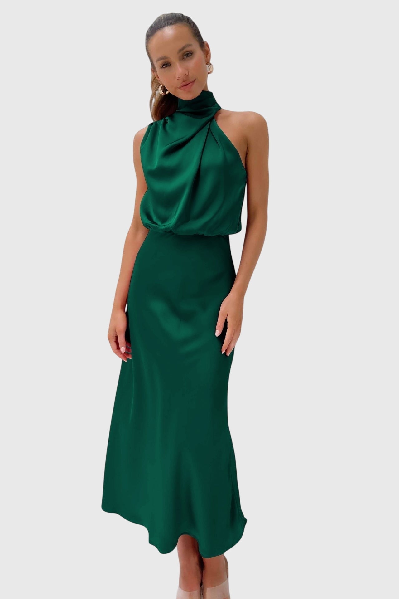 Candace | Glamorous Satin Halter Dress