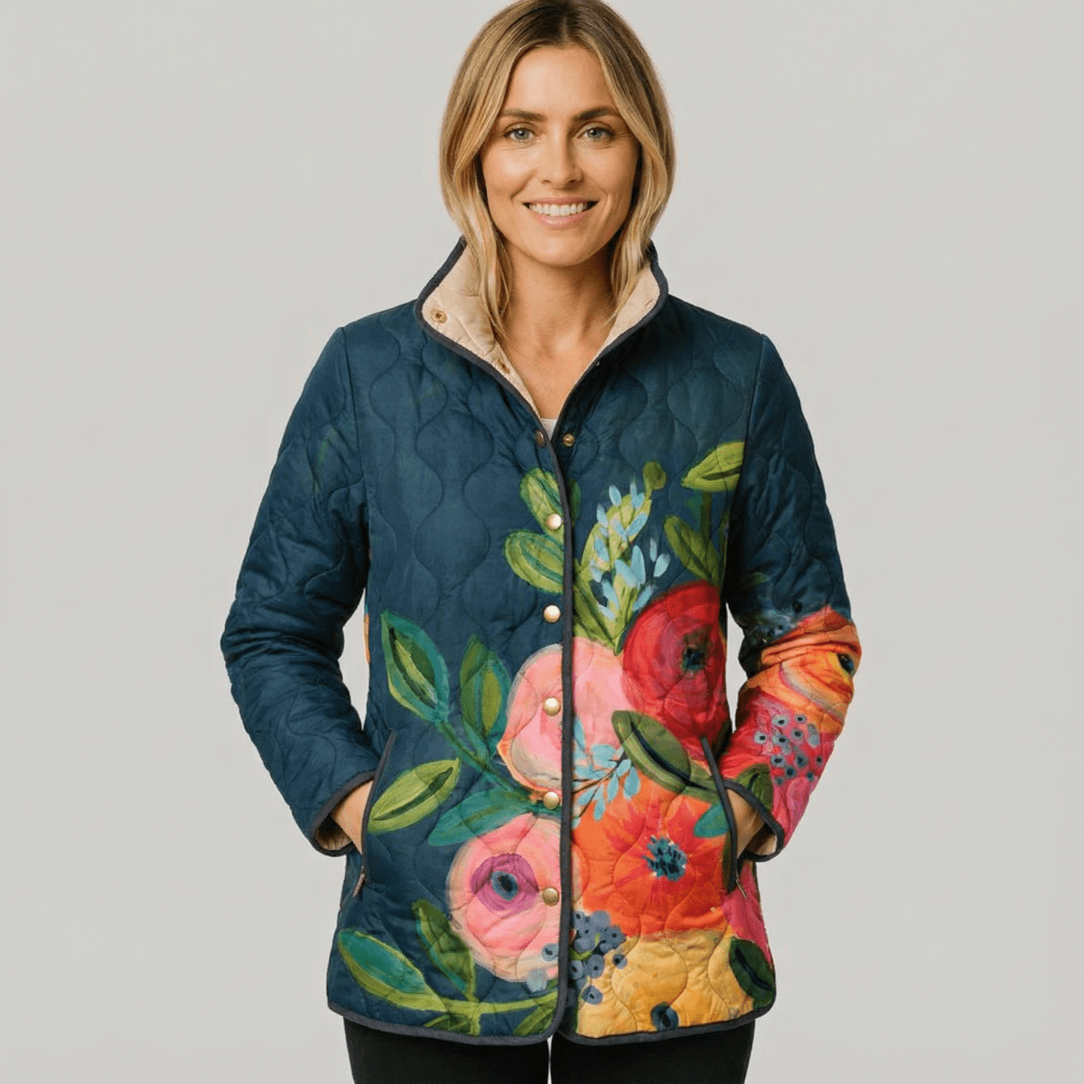 Victoria | Vintage Floral Print Quilted Jacket