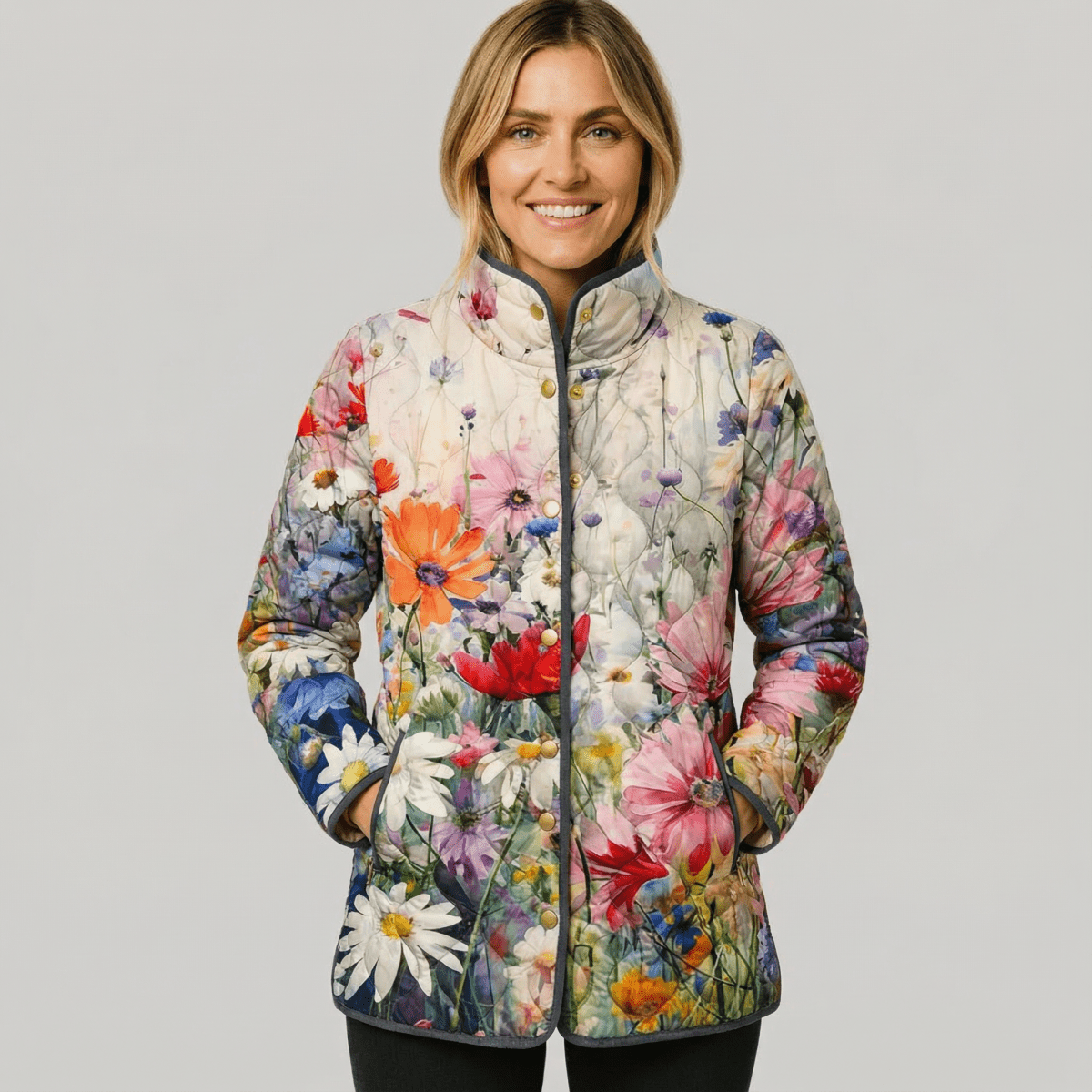 Alexandra | Charming Vintage Floral Print Quilted Jacket