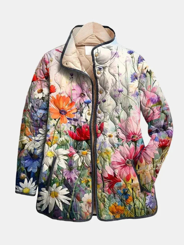 Alexandra | Charming Vintage Floral Print Quilted Jacket